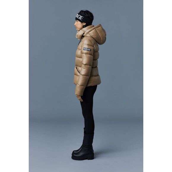 MADALYN lustrous light down jacket with hood for ladies in Camel Size XL $950 - Picture 2 of 12